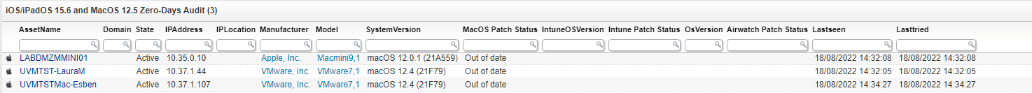 Screenshot iOSIPadOS 15.6 and MacOS 12.5 Zero Days Audit