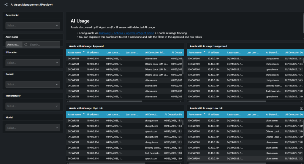 AI asset management dashboard, A governance