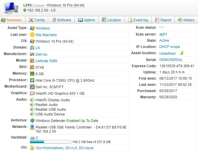 PC Windows Computer Asset Page, CIS Controls