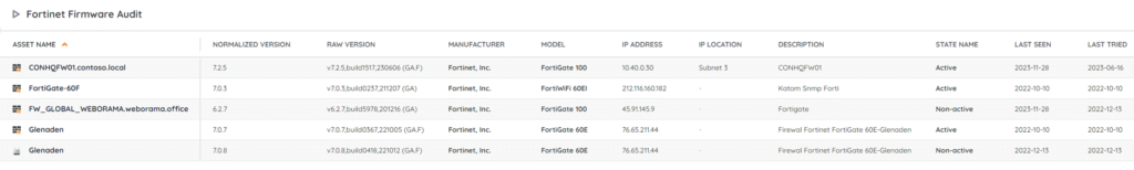 Fortinet Firmware report example