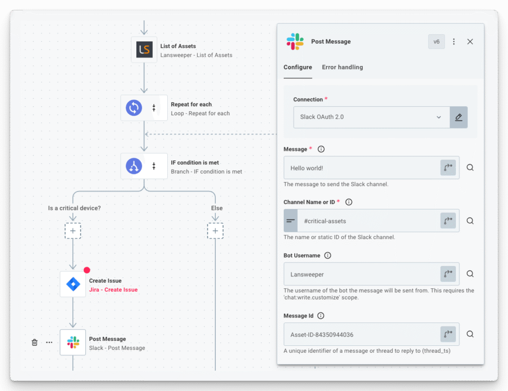 Lansweeper-workflows-flow-builder-configuration