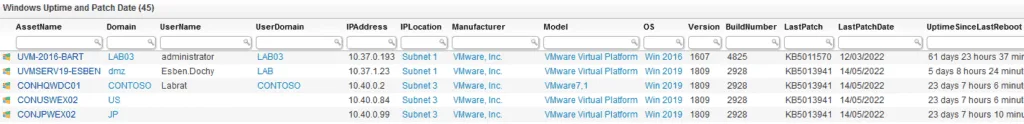 Windows Patch Level & Uptime report