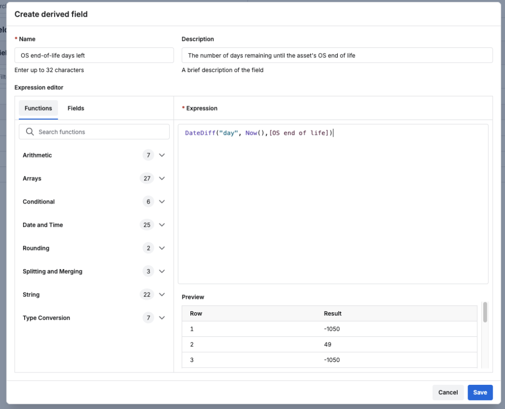 create derived field example