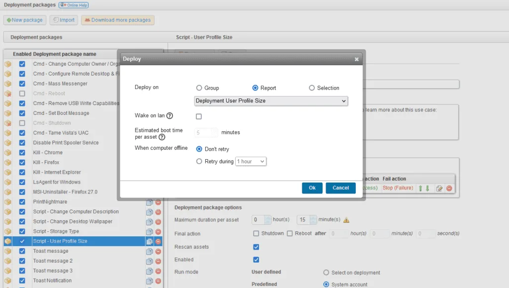 deployment package user profile example