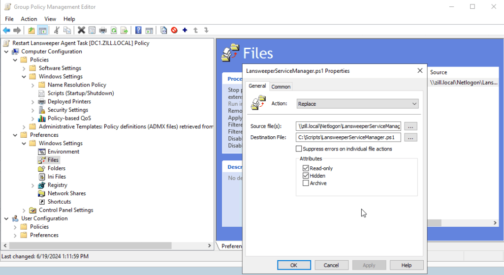 File Settings for GPO