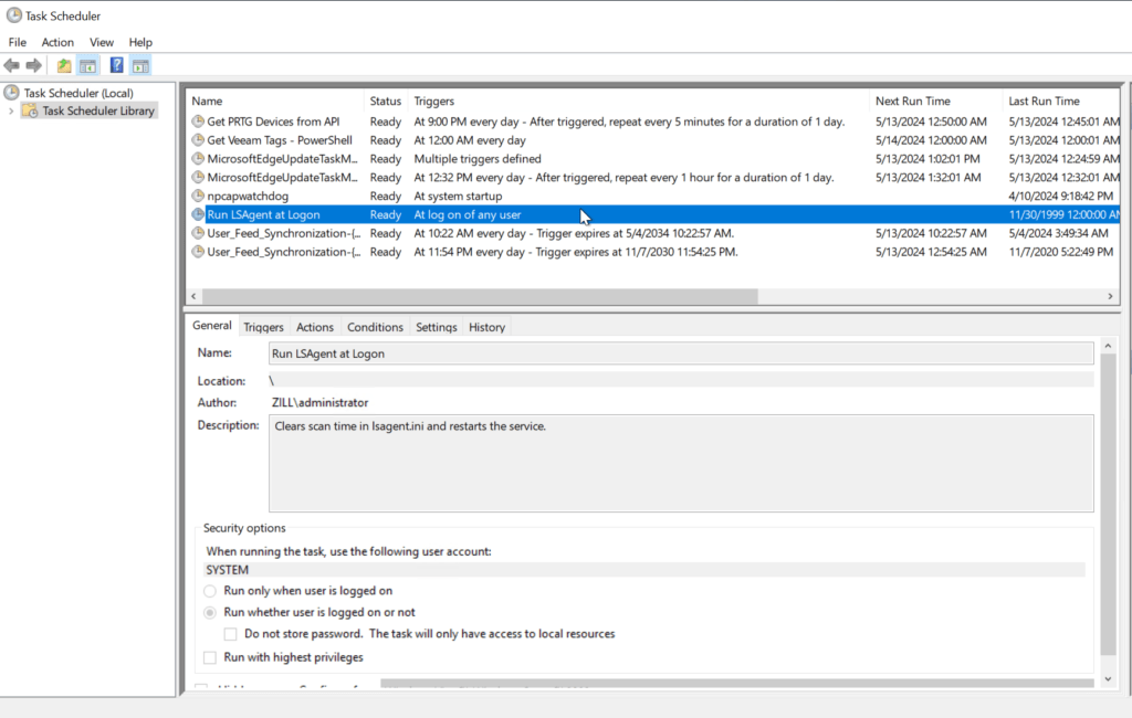 lsagent scheduled task