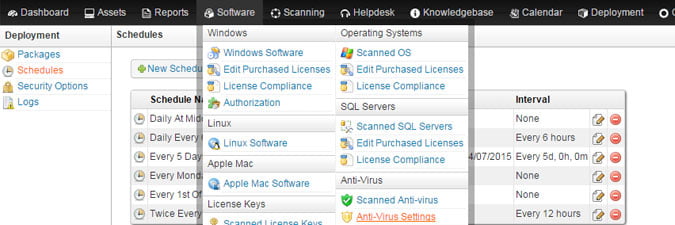 menu software anti virus settings