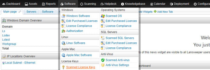 menu software scanned license keys