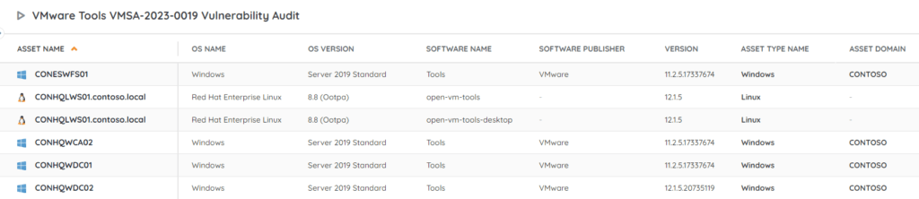 vmware tools report example